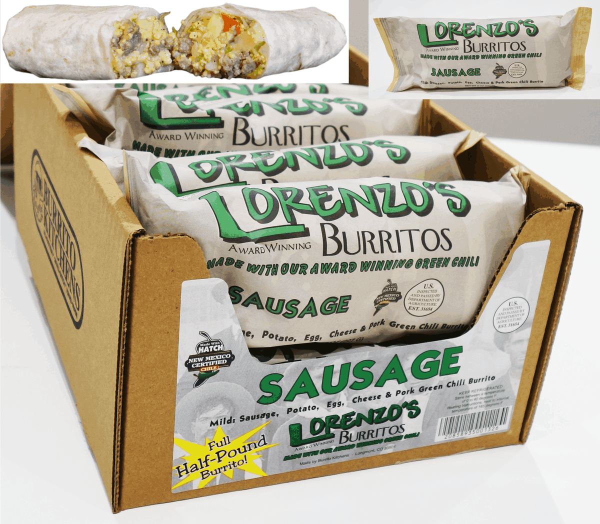 Lorenzo's Sausage Breakfast Burrito 12 count Case – Burrito Kitchens